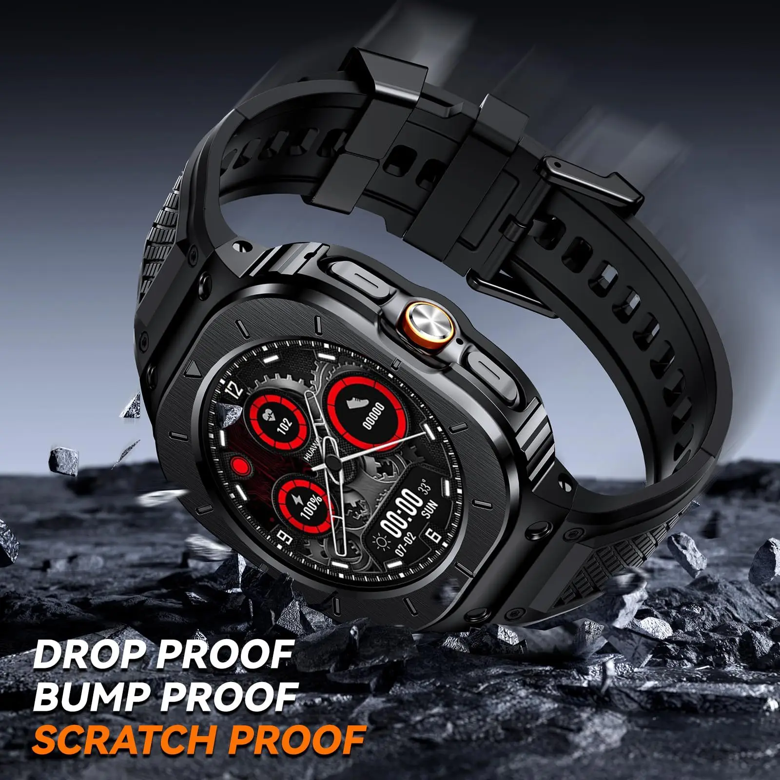 Premium Sport Bracelet Band - Stainless Steel Case with TPU Silicone Strap
