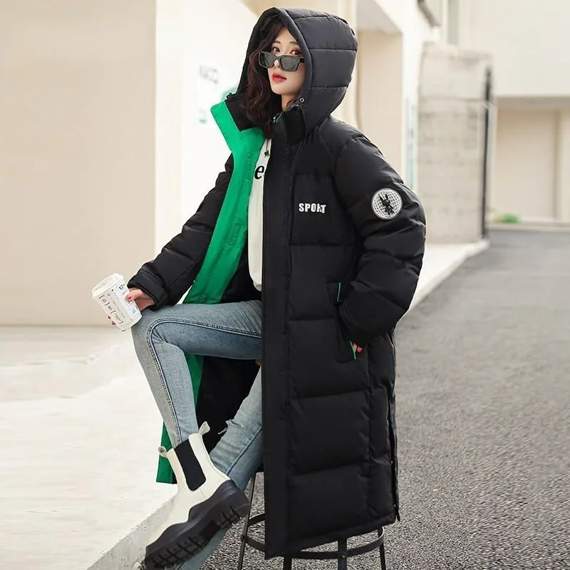 2023 New Women Down Jacket Winter Coat Female Warm Thick Parkas Loose Mid Length Version Outwear Fashion Hooded Overcoat S-3XL