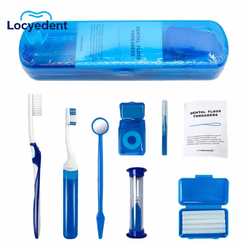 Kit per l'igiene orale dentale ortodontica da 8 pezzi con spazzolino interdentale, specchietto orale, filo interdentale, strumento sbiancante, set portatile per l'igiene orale - immagine 5