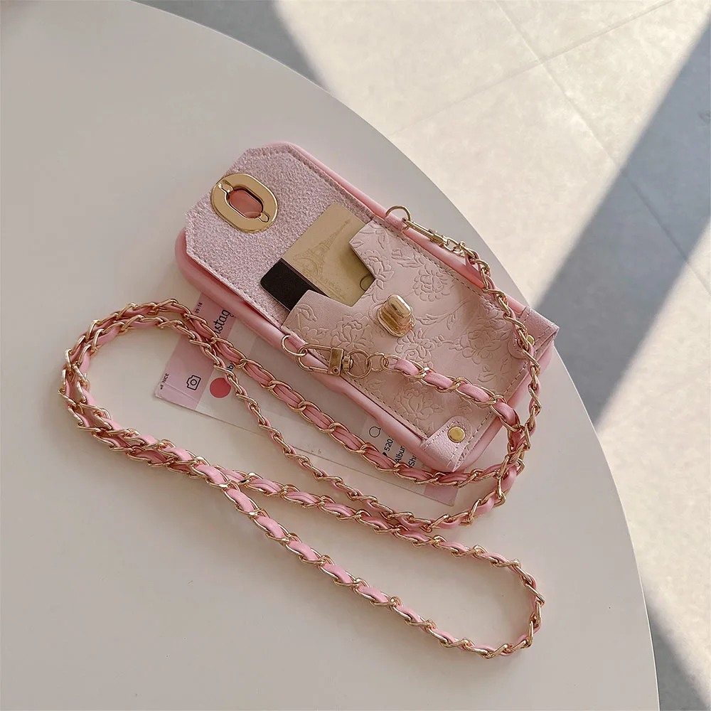 Elegant Butterfly Metal Chain Wallet Phone Case and Cover