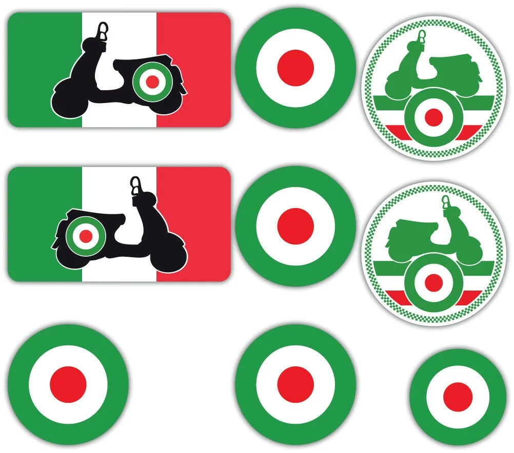 For 1Set Scooter Laminated Sticker set Helmet Italian Italy MOD Retro Vespa AliExpress