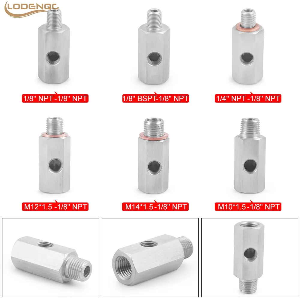 Adaptador En T De Acero Inoxidable Para Sensor De Presión De Aceite - Conexiones M10/M12/M14 A 1/8 NPT O 1/4 NPT
