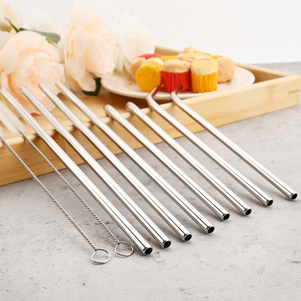 Eco-Friendly Reusable Stainless Steel Drinking Straw Set - 20-Piece High-Quality Metal Straws