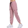 Women's Sports Pants Loose Spring Autumn Running Yoga Tracksuit Trousers Pocket Fitness Solid High Waist Cargo Jogging Pants 1