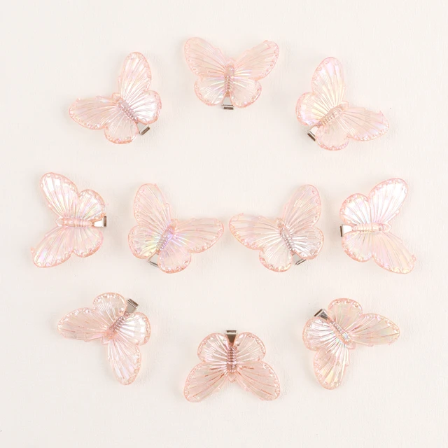 10PCS Fashion Butterfly Hair Clips for Women Girls Wedding Photography Head Clips Hairpin Hairgrips Decoration Hair Accessories Acrylic light pink