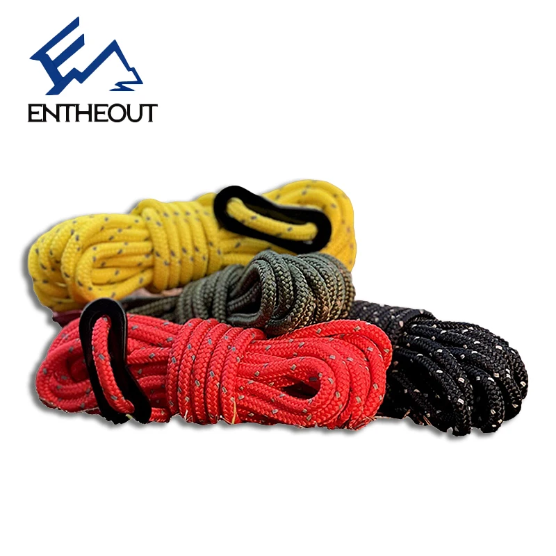 4 Pieces Camping Cord Outdoor 4mm Reflective Rope High Strength Tent Cord  Travel Hiking Backpacking Clothesline Multiple Purpose