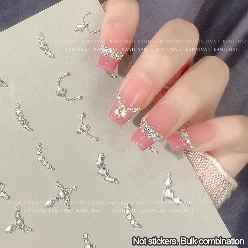 3D Pink Nail Bulk Rhinestone Style With Flat Pointed Bottom For DIY  Manicure