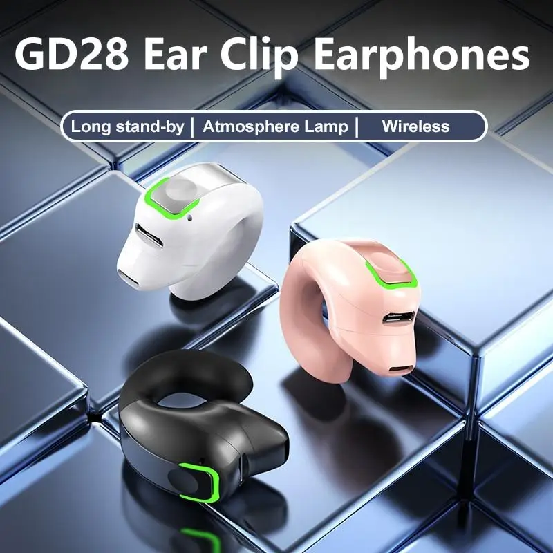 Фото Наушники с костной проводимостью GD28, Bluetooth-совместимые наушники 5.3, беспроводная деловая Спортивная гарнитура с микрофоном, легкие наушники №2