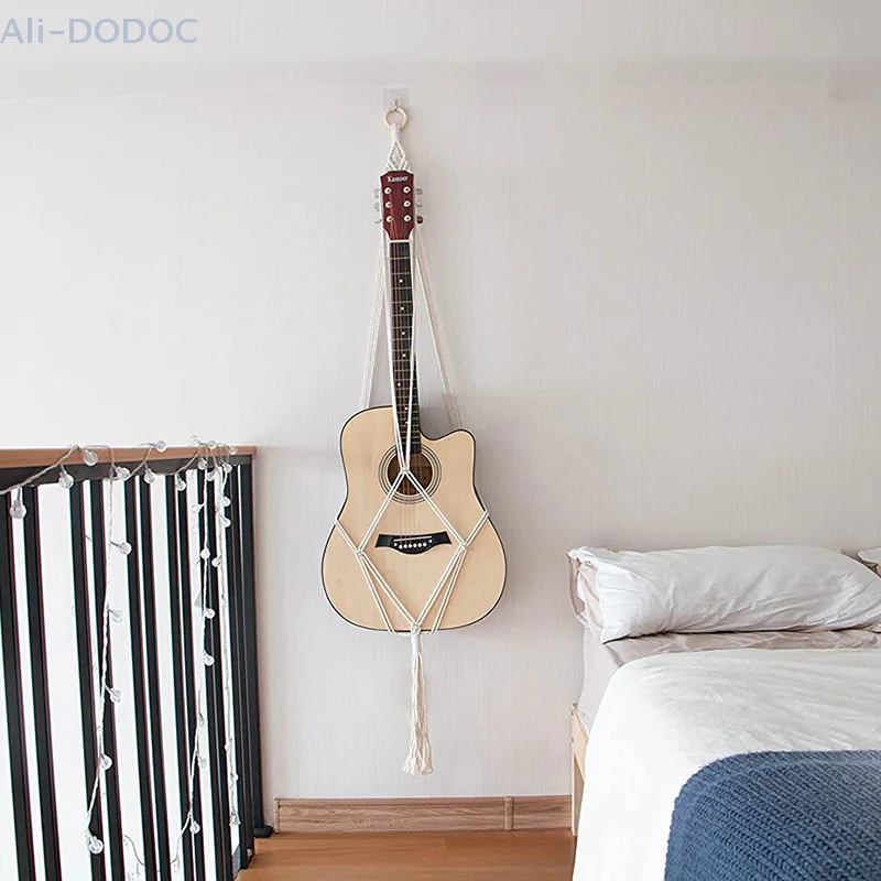 Guitar Storage Mesh Bag, Lace Hanging Frame, Woven Hammock Wall Hanging Frame, Home Decoration, Ukulele Handmade Woven
