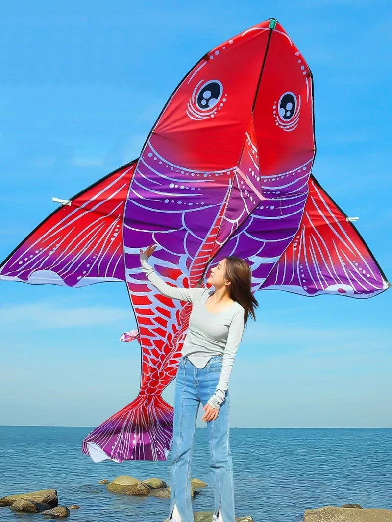 Free Shipping fish kites nylon fabric outdoor fun sports carp kites for adults kites professional china kites rods glow cord koi 4
