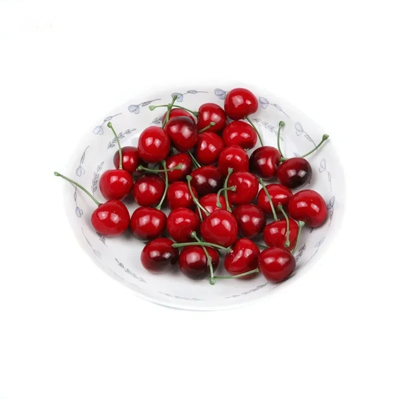 Artificial Fruits and Vegetables 50Pcs Pack Artificial Lifelike Simulation Small Red Black Cherries Fake Fruit Model Home House Kitchen Party Decoration Desk