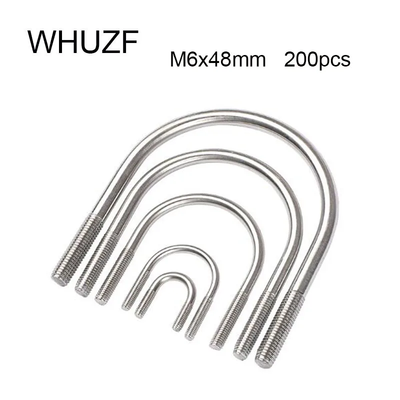

200pcs M6*48mm M6 M8 M10 M12 U Screw 304 Stainless Steel Clamp U Bolt U-bolts