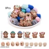 8/63Pcs Silicone Beads Cartoon Bull Silicone Bead Food Grade Teether Bead DIY Pacifier Chain Necklace Accessories Infant Care 1