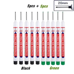 10-Piece Multi-Purpose Deep Hole Marker Set (5 black 5 green)