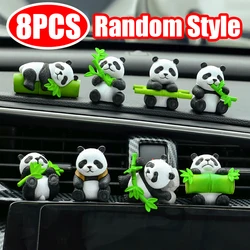 3D Simulated Cute Panda Ornament - Bamboo - Eating Design for Car Dashboard or Desktop Decor (8pcs Random Style)