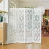 Folding Room Divider, 66.9 Inch Wood Carved Privacy Screens, Free Assembled Freestanding Simple Decorative Partition 3