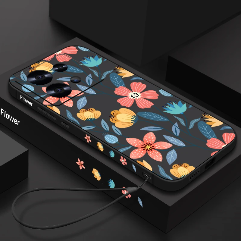 Elegant Floral Lanyard Phone Case with  and Cover