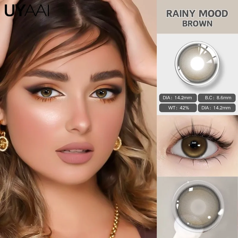 Luxurious 15.0MM Brown Colored Contacts with Free Lens Case – Enhance Your Look with Korean Fashion Big Eye Effect
