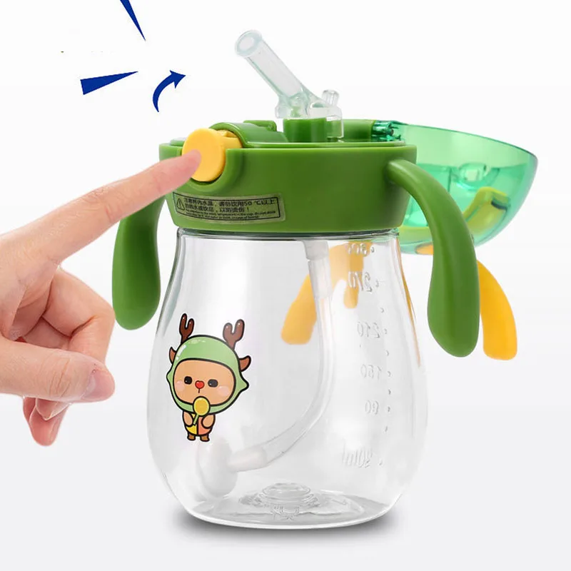 1Pcs Baby bottle Children Cartoon Animal School Drinking Water Bottle Sippy Cup With Shoulder Strap Feeding