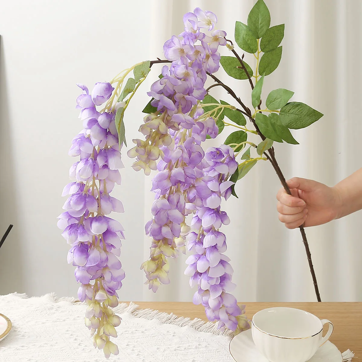 40 ''거대한 등나무 인공 꽃 가짜 등나무 꽃 홈 파티 바닥 웨딩 장식 장식을위한 식물 화환