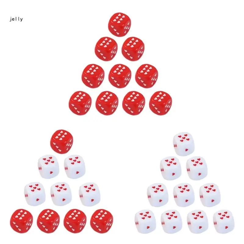

448C 25mm Dices Cubes Loves Heart Dots for Party Acrylic 6 Sided Heart-shape Dices