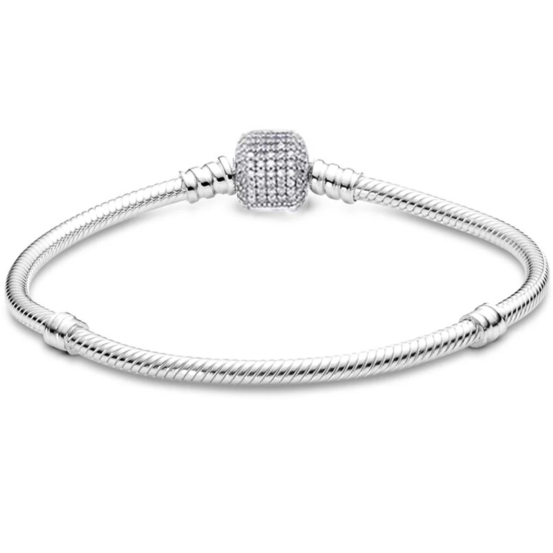 TOGORY Silver Plated Cute Crystal Owl Heart Snake Chain Charm Bracelet For Women Men Brand Bracelets DIY Jewelry Gift Making - Image 3