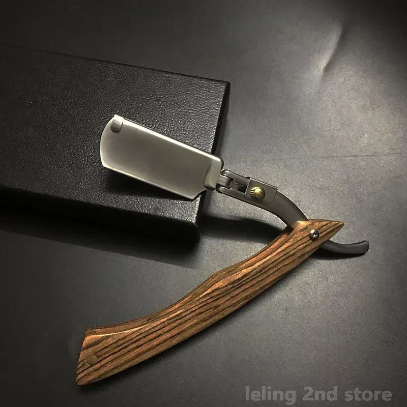 나무 손잡이 면도날 전문 이발사 면도기, 교체 가능한 면도날, 남성용 선물