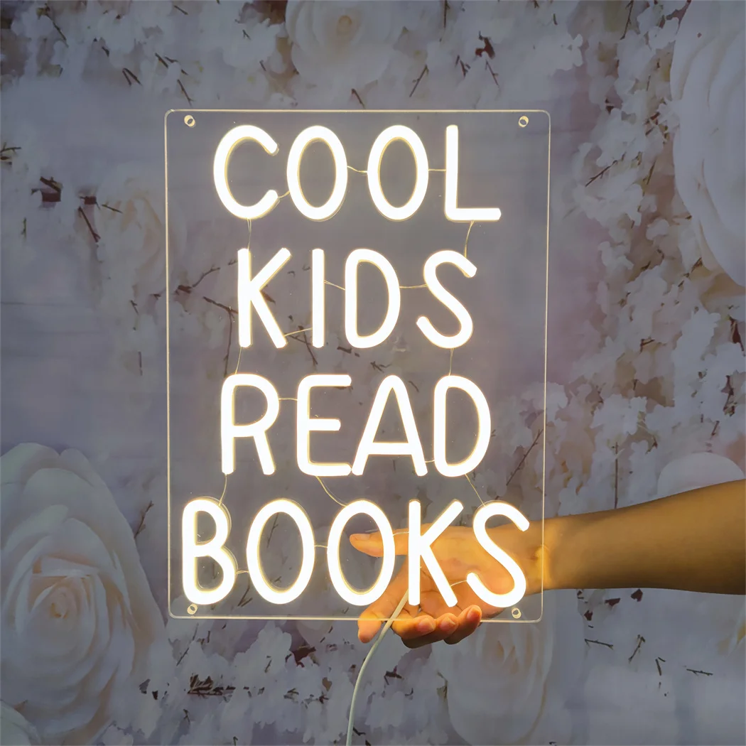 Description Picture 2 of itemKids' Reading Neon Sign Usb Powered Led Wall Art For Bedroom Library Decor Neon Signs Kid Room Party Decoration Neon Light Signs