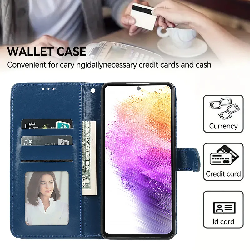 Leather Flip Wallet Case with Card Holder - Protective Cover