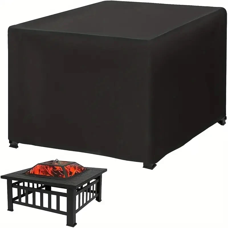 BBQ Grill Cover Square Fire Pit Cover 210T Waterproof Square Patio Fire Pit Table Cover Drawstring Bottom Grill Cover BBQ Accessories