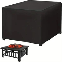 Square Fire Pit Cover 210T Waterproof Square Patio Fire Pit Table Cover with Drawstring Bottom Grill Cover, BBQ Accessories 1