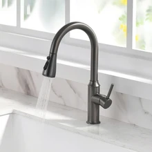 

Pull Out Black Kitchen Faucet Cold Hot Water Neck Stainless Steel Pull Out Smart Kitchen Tap Bathroom Cuisine Sink Faucet YQ50LT