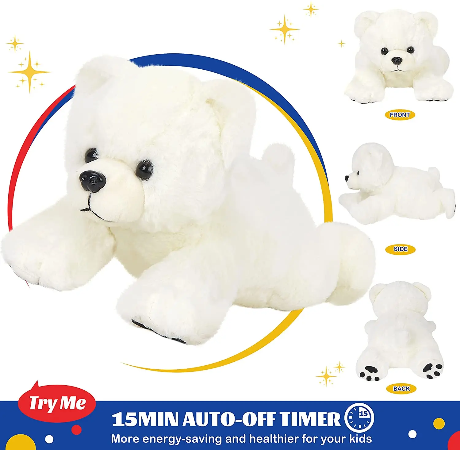 37cm Stuffed Polar Bear Plush Doll Animals LED Plush Toy Music Night Lights Glow Pillow White Bear Birthday Gift for Girls Kids plush toy
