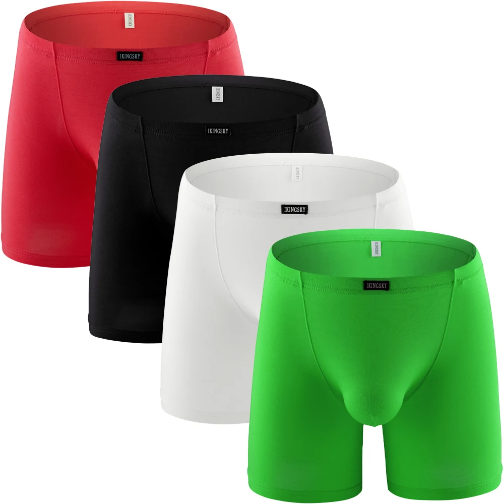 

iKingsky Men's Modal Long Leg Boxer Briefs Soft Bulge Trunks No Ride Up Shorts Underwear Seamless Front Under Panties