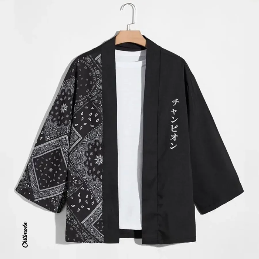 

Men's Kimono Cardigan Plus Size Paisley Floral Pattern Print Cardigan Japanese Style Kimono Coat Men's Clothing