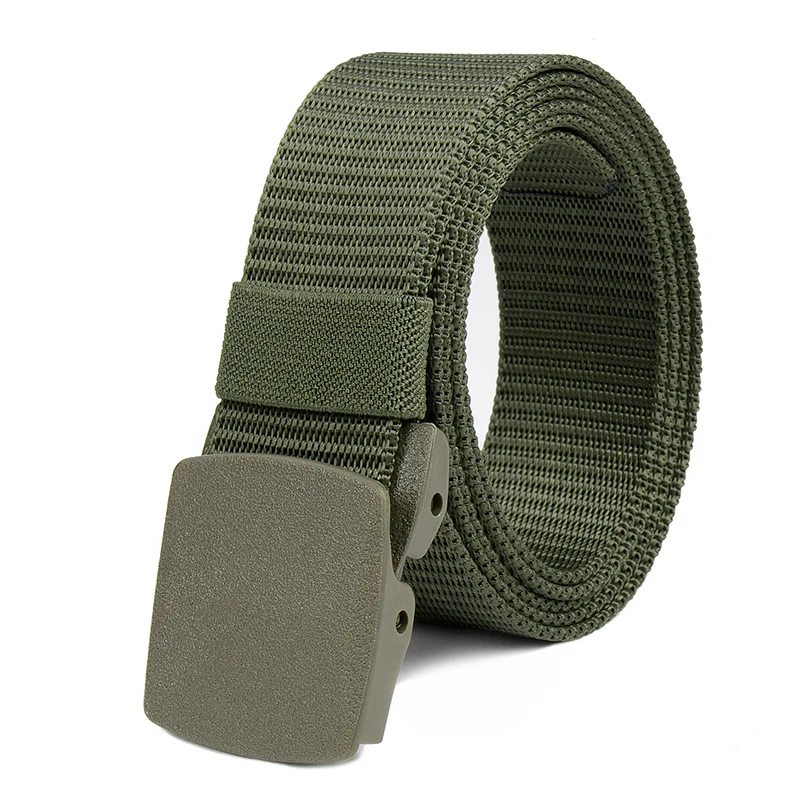 Cinto masculino de nylon fivela plรกstica, pano uniforme tรกtico, esportes ao ar livre, nova moda, qualidade, 120cm, atacado
