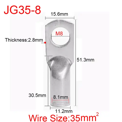 JG6/10/16/25/35/50/70/95/120-300 Marine Copper Screw Hole Electric Wire Cable Ring Tubular Cord End Lug Connector Crimp Terminal - Image 37