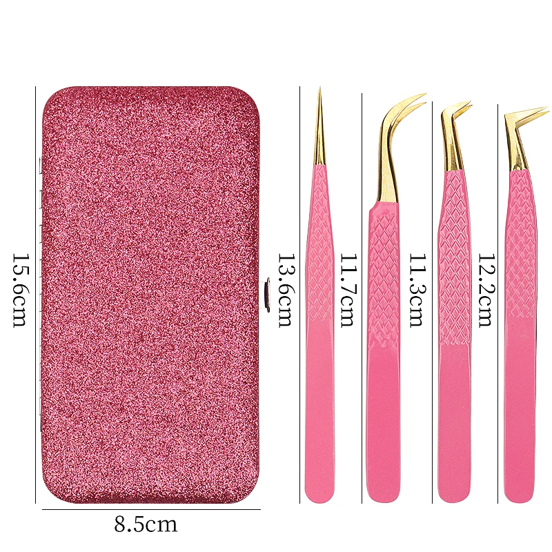 Eyelashes Tweezers Bag Set Precision Stainless Steel Clip Lashes Extension Application Tools Tweezer Storage Protective Box