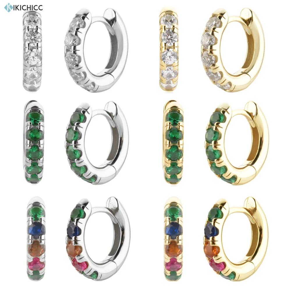 

KIKICHICC 925 пробы серебро золото 8,5 мм Три цвета пирсинг Huggies толстые Роскошные ювелирные зажимы круглые Кристаллы ювелирные изделия