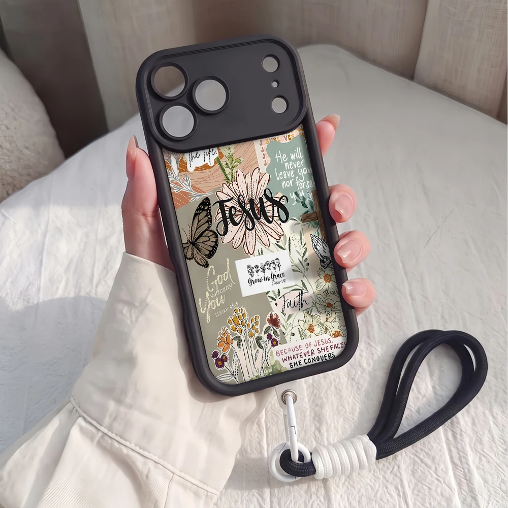 Jesus Collage Christian Phone Case with Lanyard Cover