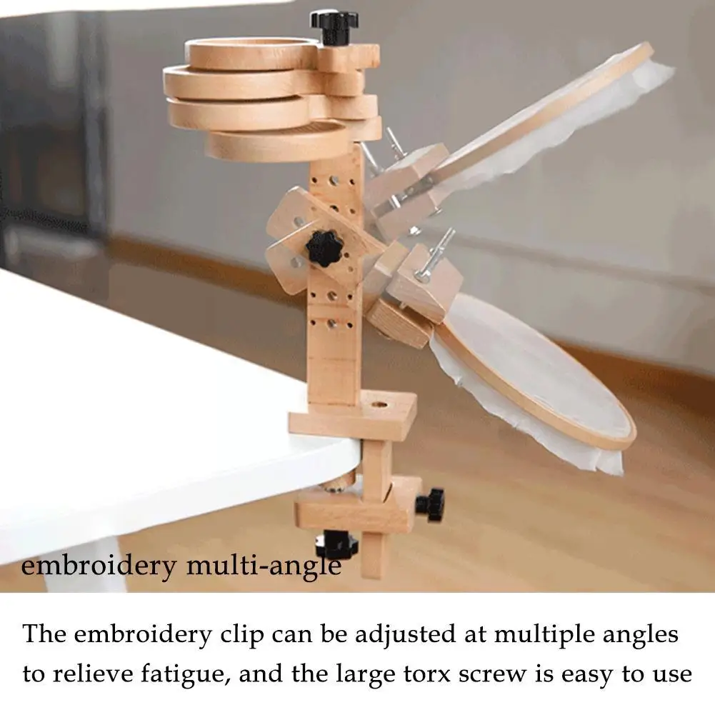 Supporto Per Telaio Da Ricamo In Legno Supporto Per Telaio Staccabile Con Punto Di Rotazione Di 360 Gradi Cremagliera Per Vassoio Regolabile Autonomo