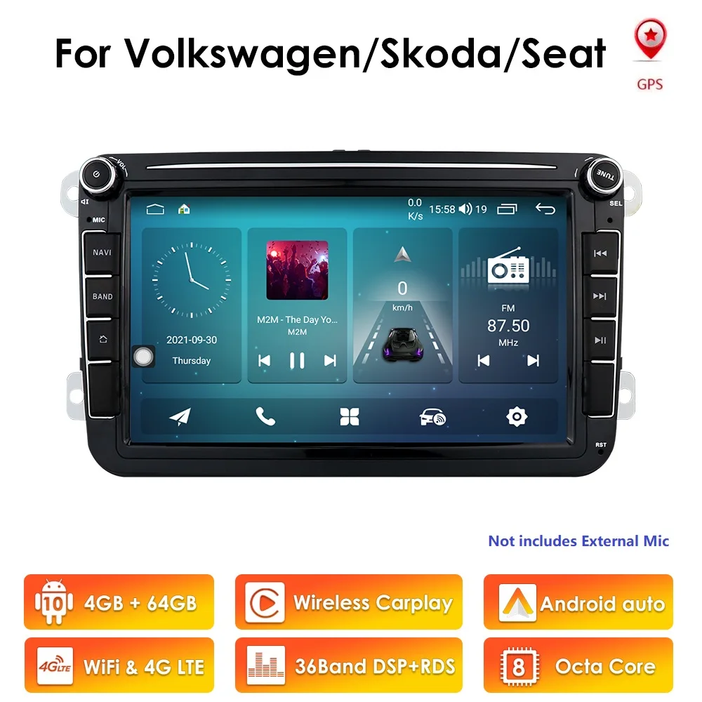 

UK/DE/US/CN Warehouse 4+64 android 10.0 car dvd player for VW polo golf passat tiguan skoda yeti superb rapid for skoda gps navi