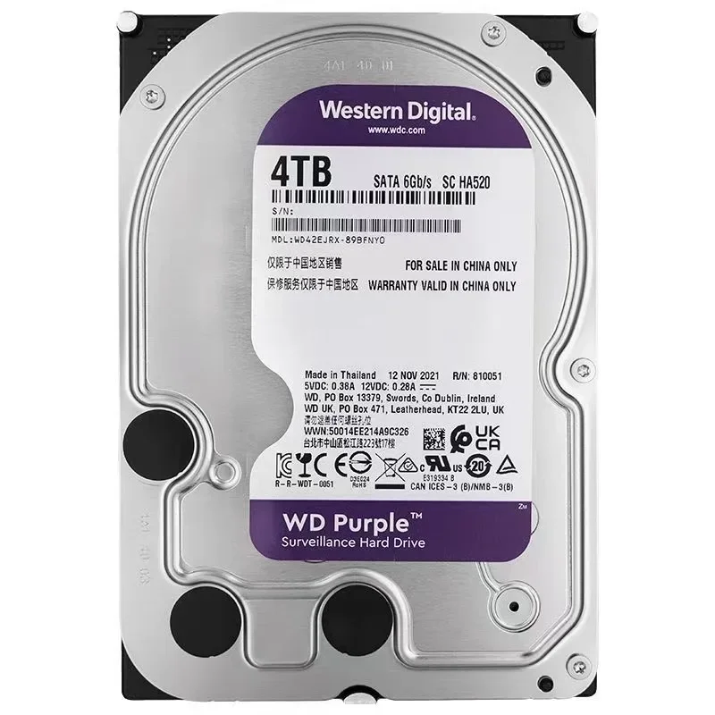 Western Digital WD Purple Hard Drive 1TB 2TB 4TB 6TB 8TB 3.5" Surveillance HDD SATA 6.0Gb/s Disk for cctv Camera AHD DVR IP NVR surveillance hard drive