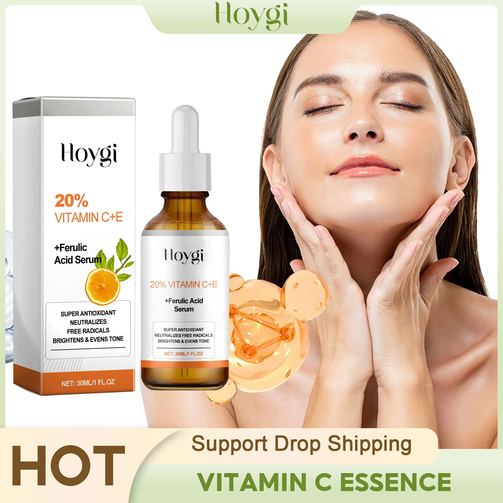 Vitamin C Serum Dark Spot Remover Melanin Correcting Fade Acne Mark Smooth Pore Moisturizing Brightening Hyaluronic Acid Essence