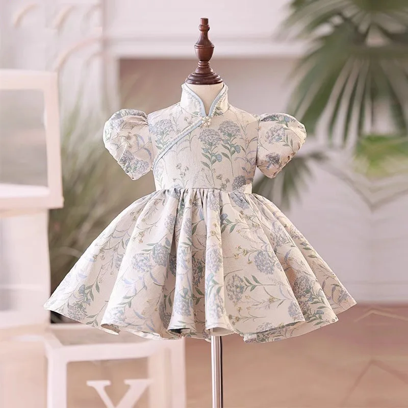 

Baby Girls 1 st Birthday Baptism Princess Ball Gown Children Cute Bow Puff Sleeve Design Party Wedding Dress g44