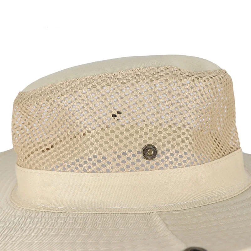 Men Women Summer Foldable Flanging Sun Fisherman Breathable Mesh Outdoor Sport Fishing Sun Hat Wide Beach UV Sunscreen Cap W57