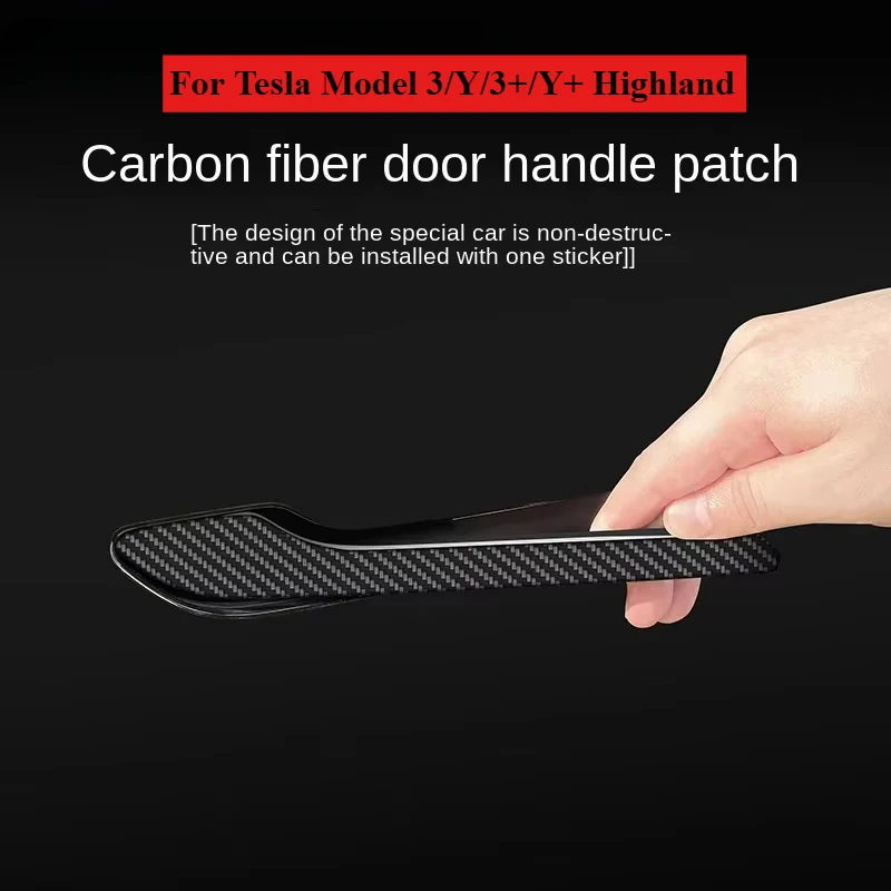 For Tesla Model Y Launch 2025 Model 3/Y/3 Highland Carbon Fiber ABS Styling Premium Durable Door Handle Cover Protector Sticker