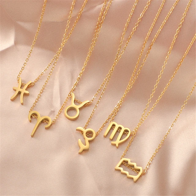 Zodiac Star Sign Gold Disc Pendant Necklace | NIKITA Jewellery