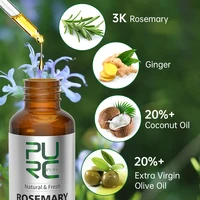 PURC-Produits de croissance des cheveux à l'huile de romarin pour hommes et femmes, vidéo anti-chute, repousse rapide, traitement du cuir chevelu épais, soins capillaires 1