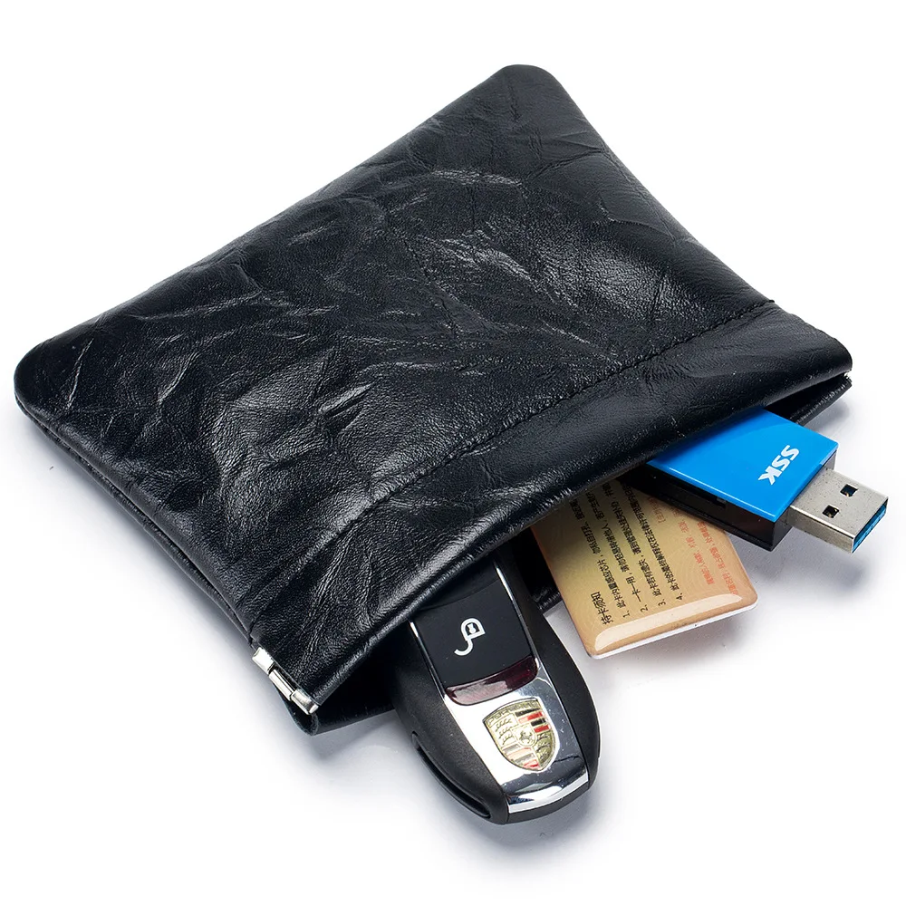 

Mini Coin Purse Genuine Leather Small Coin Wallet Soft Leather Shrapnel Squeeze Coin Purse Pouch Change Holder for Men and Women